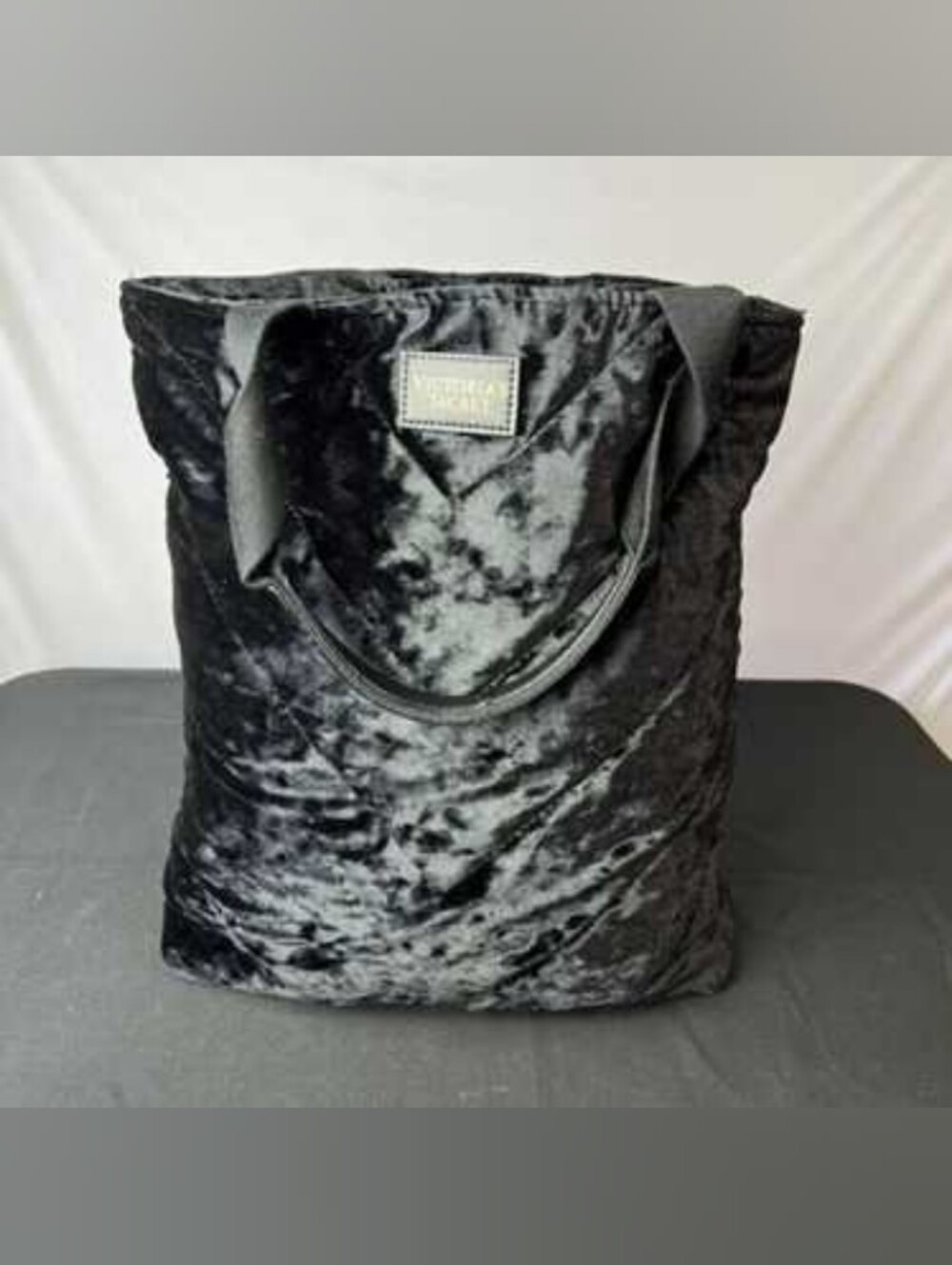 Rare Victoria's Secret Black Crushed Velvet Tote